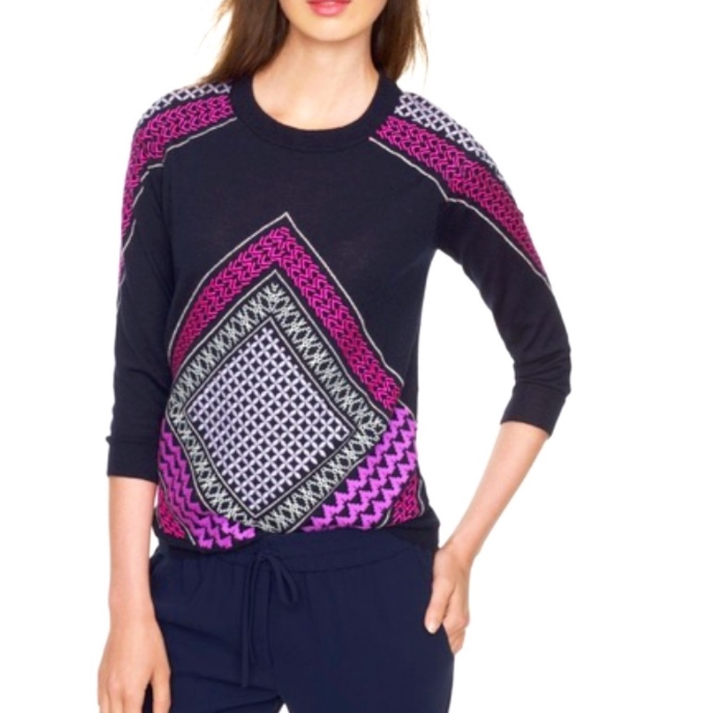 j crew embroidered sweater. Size small